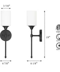 Hardwired Satin Brass Wall Sconce With Cylinder Glass Shade dimensions and specifications