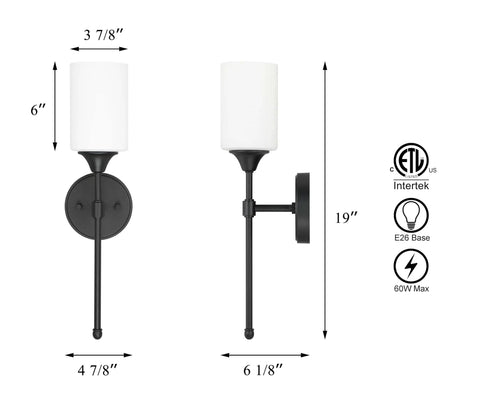 Hardwired Satin Brass Wall Sconce With Cylinder Glass Shade dimensions and specifications