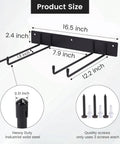 Diagram of Heavy Duty Folding Chair Storage Rack Set for Garage and Home, Space-Saving Wall-Mount Organizer With 12.2 Inch Utility Hooks