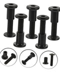 Kickass Black Stainless Steel M6 X25 Chicago Screws And Barrel Nuts Five Pack, showing screws with hex tops and threaded shafts.