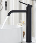 Go-To Matte Black Vessel Sink Faucet Tall And Sleek For 1 Hole Mount 360 Degree Swivel Single Handle Mixer Spout Stainless Steel