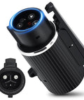 Nacs To J1772 Ev Charger Adapter With 80 Amp Dope Quick Swap Pins And Sealed Ip55 Weather Cover For No Sweat Fast Charging On Nearly All Modern Electric Rides Daily close-up view of charging adapter with sleek design and dual connectors.