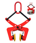 Granite lifting clamp, red, front view, 6-inch jaws, 770 lb capacity for lifting stone slabs.