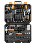 128 Piece General Household Tool Set With Auto Repair Tools In A Plastic Toolbox Storage Case Chrome Finish Hand Tools Durable And AntiCorrosion ANSI Standard Kit For DIY Projects Home Repairs And Quick Fixes display