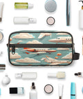 Air Travel Ready Cosmetic Bag For Women, Waterproof Makeup Organizer Pouch with airplane design amidst toiletries