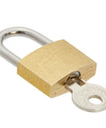 Mini Luggage Locks With Keys 12 Pack For Suitcases Diaries And Jewelry Boxes Travel Security In Gold And Silver Small Keyed Lock Set For Home Or On The Go showing a gold lock with key inserted