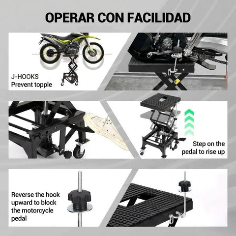 Hydraulic Motorcycle Lift Jack 350 Lbs Foot Operated Scissor Lift Table For ATV Dirt Bike Beefy Heavy Duty Steel Stand in use