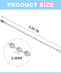 Bulk Silver Bead Ball Chains 200 Pieces For Keychains And DIY Projects, 4 Inch Length, Nickel Plated Rust Resistant Links, 0.07 Inch Bead Diameter, Durable And Flexible Chains For Crafts Jewelry Making. 3.94 in chain, 2.4 mm beads