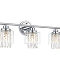 Lit Three Light Crystal Vanity Light Fixture For Bathroom Hallway And Bedroom With Clear Glass Shades, 3 Light Wall Sconces