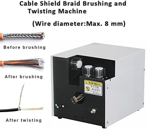 Auto Adjustable Wire Twisting Machine For Shielded Cable, compact design, cable brushing and twisting, max wire diameter 8mm.