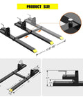 Diagram showing Pro Grade Heavy Duty Clamp On Pallet Forks, 2000 Lb Capacity, 43 Inch Length With Adjustable Stabilizer Bar dimensions