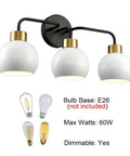 Three Light Bathroom Vanity Light With White Shade In Black Finish Wall Mount Vanity Fixture For Over Mirror Modern Bath Lighting
