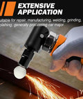 Pneumatic Air Die Grinder Set With Straight And Angled Heads 20K To 25K Rpm Free Spin Garage workhorse in use, grinding metal with sparks.