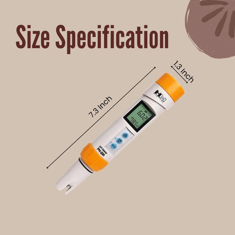 Waterproof pH Meter With Temperature Readout For Home Lab And Hydroponics, 0 To 14 pH Range, size 7.3 x 1.3 inches
