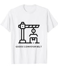 Conveyor Belt Artwork Tee Celebrates Progress And Efficiency In Modern Manufacturing For Makers And Gearheads Alike A Comfortable Cotton Shirt With An Industrial Vibe For Everyday Wear, featuring a graphic design of a conveyor system.