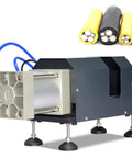 Heavy Duty Pneumatic Cable Cutter And Metal Wire Cutting Machine With Adjustable Length Design for Efficiently Trimming Thick Cables Up To 120 Square Lines Using Low Air Consumption Valve System with metal housing and blue air tube.