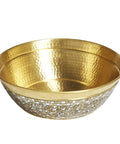Round Solid Brass Vessel Sink With Hand Applied Champagne Glass Mosaics, 16 Inch, 14 Gauge Heavy Duty Construction, Copper Tone Finish