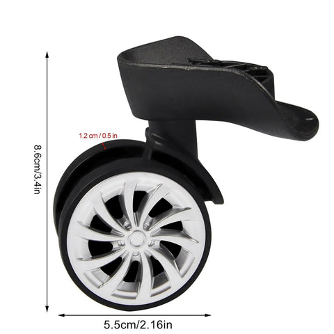 Side view of a Swivel Replacement Luggage Wheel Set Two Pack 2.2 Inch Heavy Duty Nylon Poly Plastic Caster for suitcases
