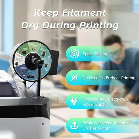 Filament Dryer Box For 3D Printer Filament Storage And Drying Keeps Filament Dry No Moisture Mess on top of a printer