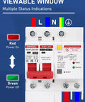 Heavy Duty Ground Fault Circuit Breaker With Integrated Voltage Surge Arrester Protection showing status indicators and connections.