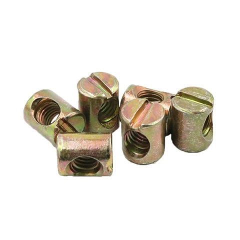 Barrel Nuts Set For Furniture Building, Slotted Barrel Cross Dowel Nuts M5 M6 M8, Zinc Plated, Heavy Duty, Easy Install, 10 Piece Pack