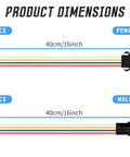 Five Pack 40 Cm Multicolor Dupont Jumper Wires Set For Arduino Raspberry Pi And Breadboard Projects 2.54 mm Pitch Male
