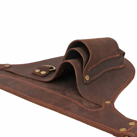 Genuine Leather Florist Tool Belt Gardening Bag For Gardeners And DIY Pros With 3 Pockets Waist Pouch Holster Brown Leather 42 Inches