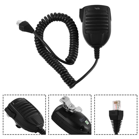 Two Way Radio Shoulder Speaker Mic With PTT Button And Mic Hanger For Portable Radios Hands Free Communications Belt Clip Durable Microphone