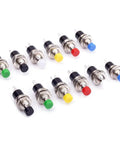 12 Pack 1A 250V AC SPST Momentary Mini Push Button Switches Normal Open 2 Pins 6.9mm Thread Compact Power Switches for DIY Electronics