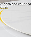 Close-up of smooth edges on 24 Inch Round Marble Lazy Susan Turntable With Tempered Glass Cover Easy To Clean And Spin The Go To Kitchen
