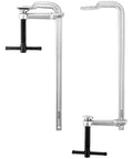 Heavy Duty 8 Inch F Clamp Four Pack With Drop Forged Bar Jaws Two And A Quarter Inch Throat Depth Corrosion Resistant Nickel Chrome Finish Rail Spindle And Handle Built For Pros, 8-inch clamp set