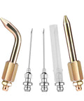 Five Piece Grease Gun Needle Tip Adapter Kit With Straight And Bend Nozzles, Two Replacement Needles, Coupler Adapter With Cover