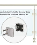 Diagram of Aluminum Square Glass Clamp Flat Back 1/4 To 3/8 Inch Glass Matte Black 4 Pack 1.77x1.77 Inch with assembly detail.