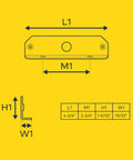 Versatile L Shaped Mounting Bracket For PlanarFlash Lighthead, Rust Resistant And Powder Coated, dimensions diagram.
