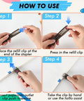 How to use Portable Binder Clip Stapler Set With Reusable Clip Dispenser And 100 Metal Refills Mini Push Stapler with instructions