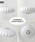 Upgrade Your Space with This Epic 20 Inch White Bubble Saucer Lantern Pendant Light Featuring Imitation Silk Shade and Sturdy Metal Frame for Modern Farmhouse Living Room Bedroom Decor Vibe Check Passed, shown from multiple angles.