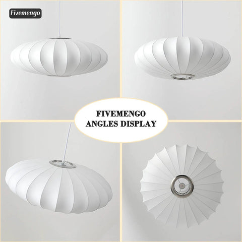 Upgrade Your Space with This Epic 20 Inch White Bubble Saucer Lantern Pendant Light Featuring Imitation Silk Shade and Sturdy Metal Frame for Modern Farmhouse Living Room Bedroom Decor Vibe Check Passed, shown from multiple angles.