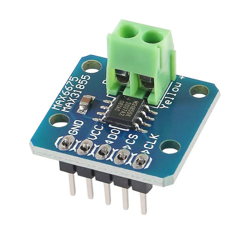 3 Pack SPI Type K Thermocouple Temperature Sensor Board Modules With MAX31855 MAX6675 for Arduino, front view showing connectors