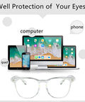4 Pack Safety Glasses Anti Fog Clear Goggles With Side Shields For Men Women Nurses And Adults Lightweight And Comfy Eye Protection Eyewear shown with computer and phone devices.