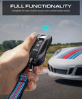 Premium Slick Porsche Key Fob Cover Hard Shell Case For 911 992 Cayenne Panamera Taycan Macan in hand with car and landscape