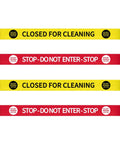 Heavy Duty Nylon Door Barricade Signs Set Of Four Hella Visible Warning Strips With Super Tight Magnetic Clamps displayed on a white background.