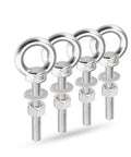 Heavy Duty Stainless Steel Eyebolt Set With Threaded Rings And Nuts For Lifting Indoor Outdoor Use M6 Eyebolts With Washers 304 Grade Steel