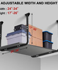 Adjustable Ceiling Storage Rack For Garage Overhead Shelf Bracket Heavy Duty Steel Construction 22 To 33 Inch Width And 17 To 26 Inch Depth