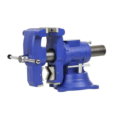 Heavy Duty 5 Inch 2 In 1 Bench And Pipe Vise With Rotating Dual Jaw System, Secure Grip And Swivel Base, Built From Ductile Iron And Hardened Steel For Beefy Durability And Versatility