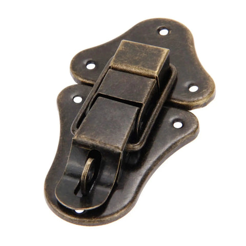 Antique Iron Hasp Lock For Vintage Jewelry Boxes And Furniture Clasp Catch Latch Hardware, 95x52mm, sturdy metal lock close-up.