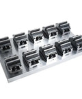 Built Tough Heavy Duty CNC Vise With Four Five Axis Turntable Fixture Self Centering Design for workholding, featuring flat jaw grips.