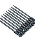 Grab These 10Pcs S2 Alloy Steel Screwdriver Bits With 100Mm Length And T10 Security Star Hex Shank Design For Heavy Torque Drills Rust Proof Power Tools, 10-piece bit set