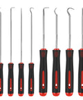 8 Piece Auto Tool Set With Precision Oil Seal Picks and Mechanical Device Picks, black handles and metal tips shown