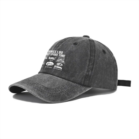 Vintage Black Baseball Cap With Low Profile Curved Brim For RV Lovers And Caravan Travelers Casual Golf And Outdoor Leisure Dad Hat Funny Things I Do In My Spare Time Cap