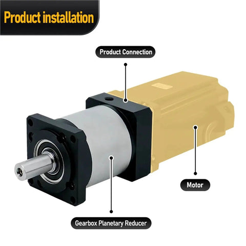 Precision Planetary Gearbox Speed Reducer With Ratios From 16 To 1 Through 70 To 1 labeled installation with motor connection